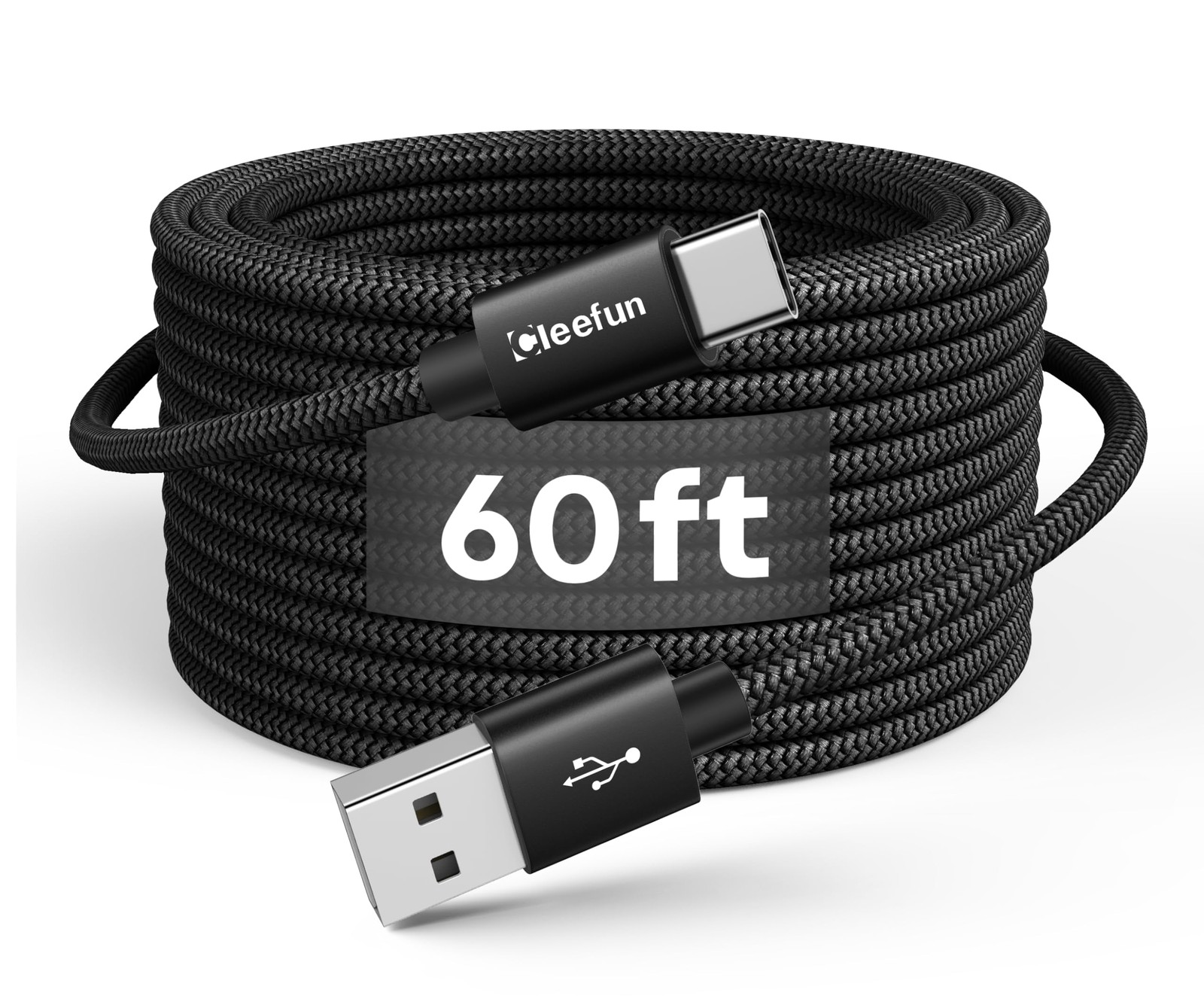 Extra Long USB-C Charging Cable 60ft, USB to USBC - 60 Black