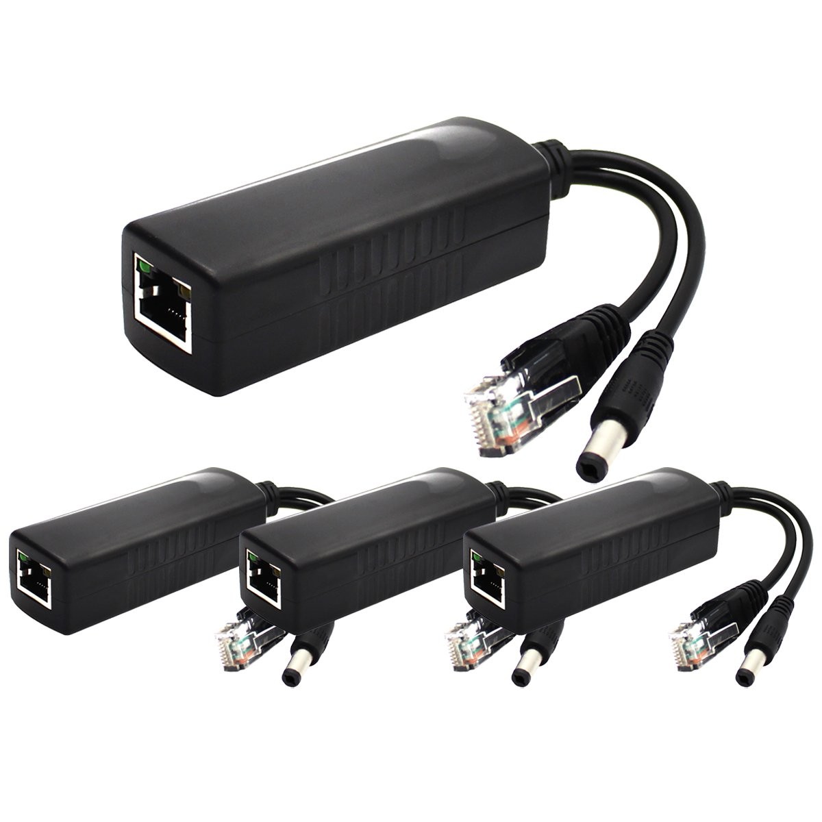 4-Pack 12V DC Output Active PoE Splitter Adapter, IEEE 802.3af, 10/100Mbps, f...