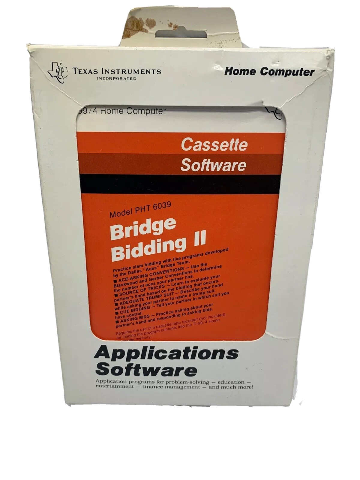 VINTAGE TEXAS INSTRUMENTS Cassette Software Bridge Bidding II HOME COMPUTER 1981
