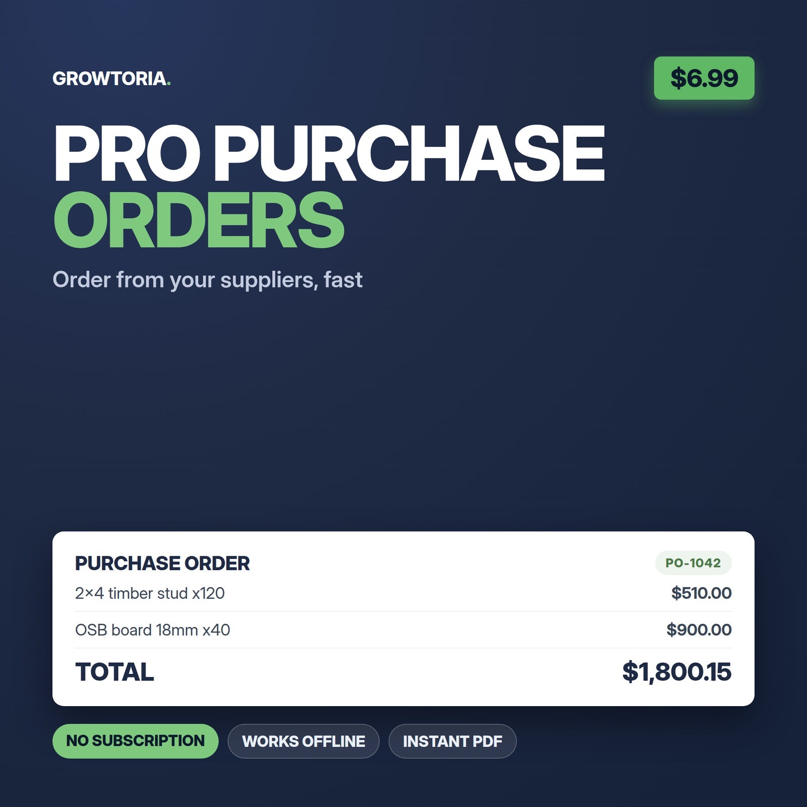 Purchase Order Generator Software PO Maker App Supplier Vendor Small Business