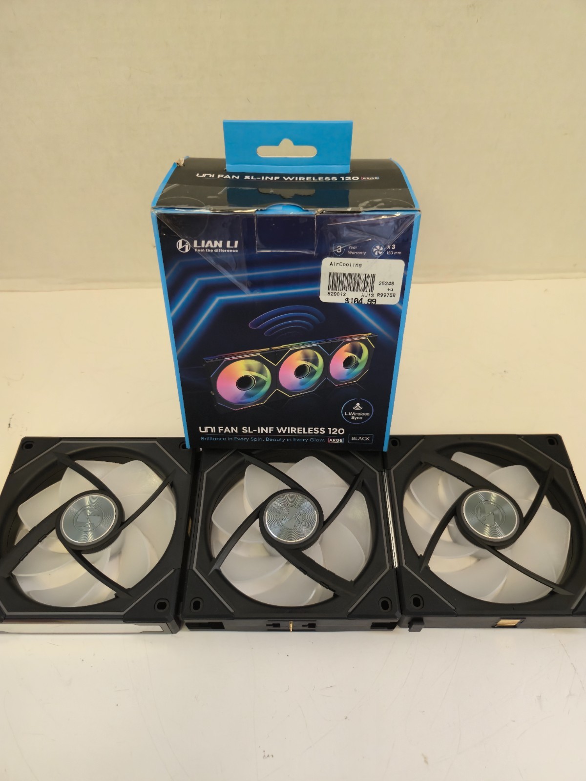 UNTESTED- Lian Li Uni Fan SL-INF Wireless 120 - Black - 3 Pack - FANS ONLY READ