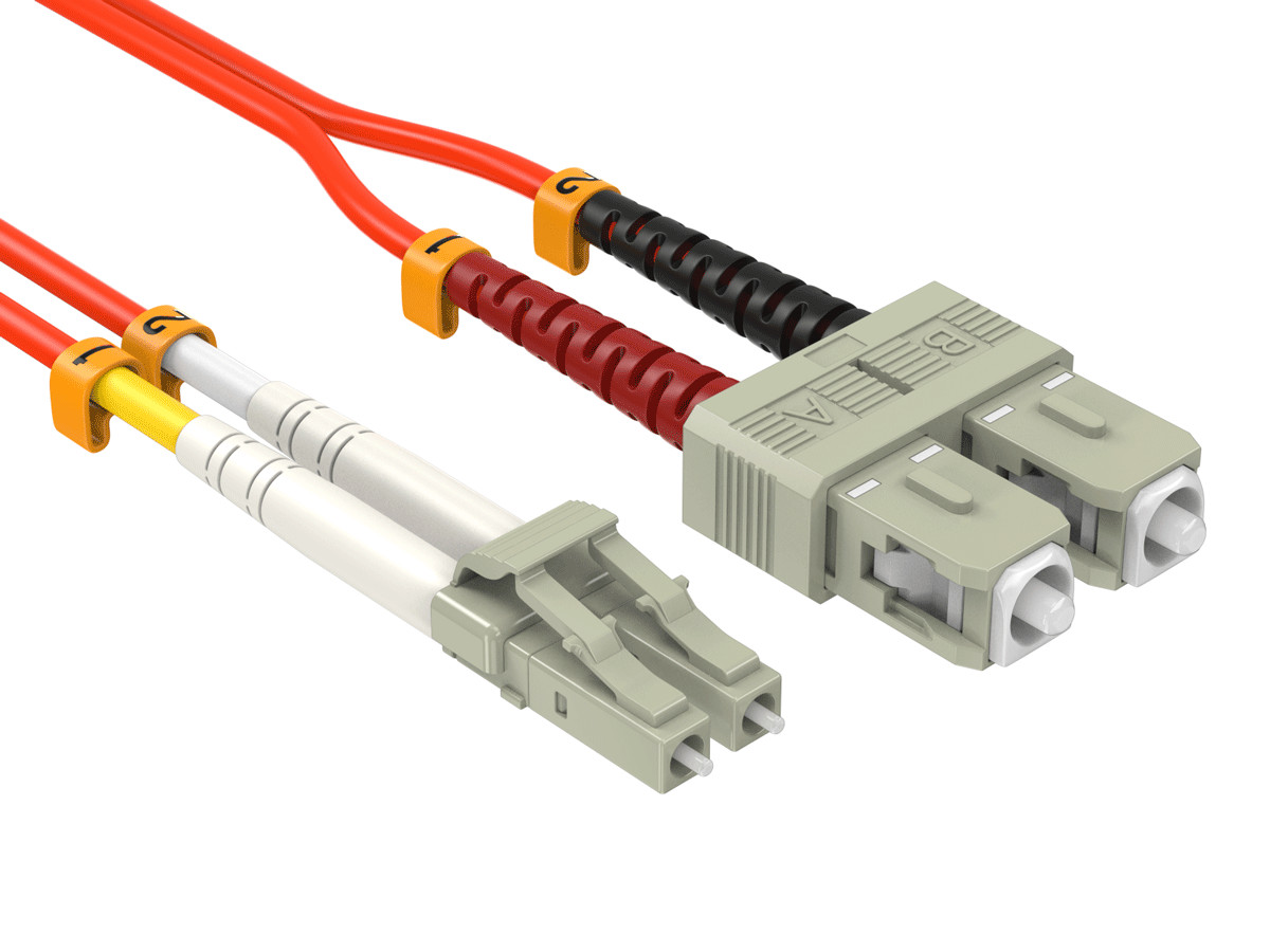 OM1 LC/SC Duplex 62.5/125 Multimode Fiber Optic Cable - 1/2/3/5/10/15m