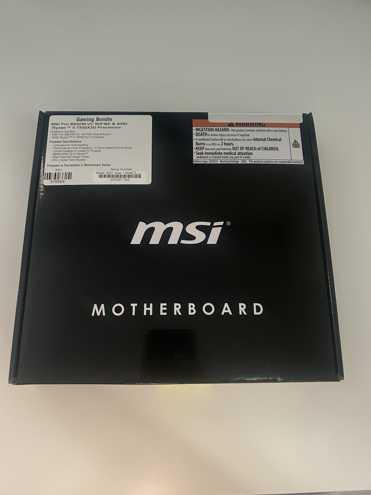 MSI PRO B850M-VC WIFI6E Motherboard BRAND NEW
