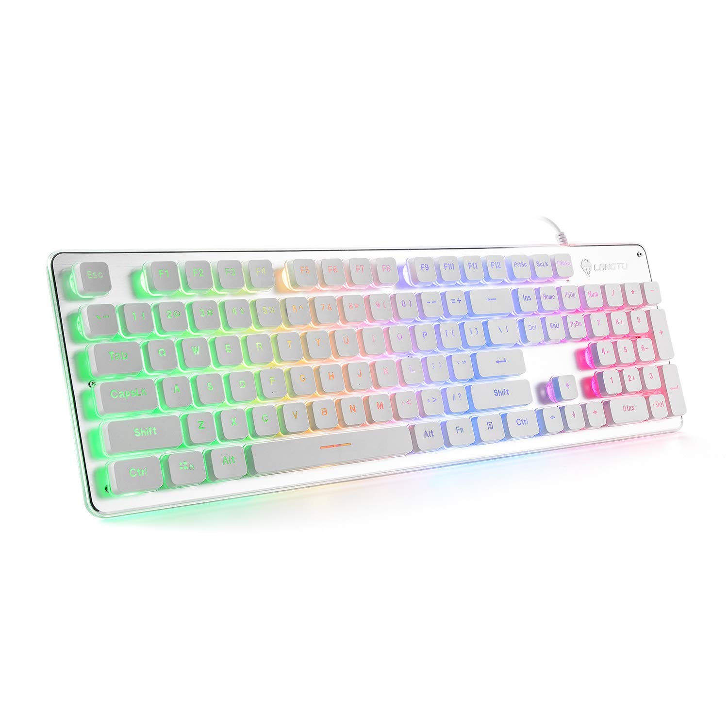 Membrane Gaming Keyboard, Rainbow LED Backlit Quiet Keyboard for Office, USB ...