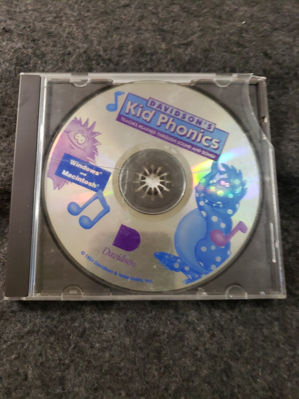 Davidsons Kid Phonics CD Teaches Reading Sound & Song Windows P/C Mac 1994.(SB5)