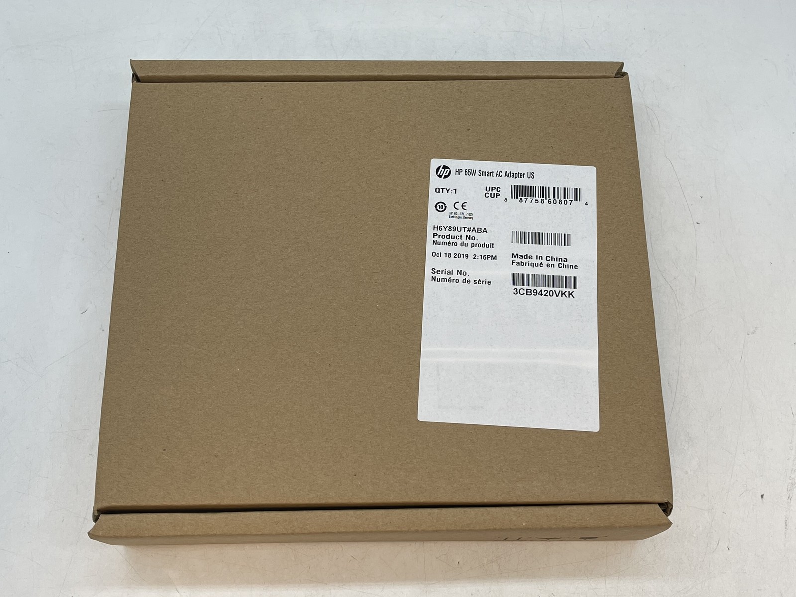 New HP H6Y89UT#ABA 65W Smart AC Power Adapter US 
