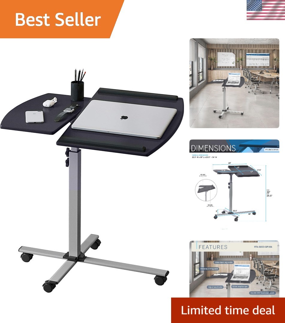 Versatile Height Adjustable Laptop Stand with Wheels & Ergonomic Tilt Feature