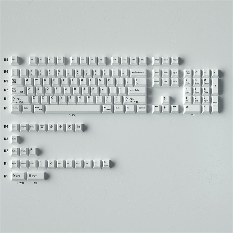 Simplicity White (English/Japanese) Cherry PBT Keycaps For MX Keyboard 129 keys