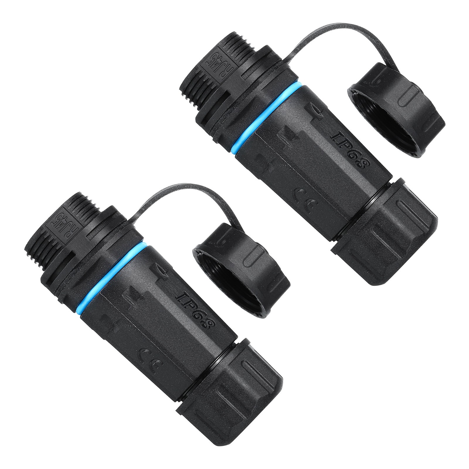 2PCS Waterproof RJ45 Coupler Single Head IP68 Ethernet LAN Cable Connector