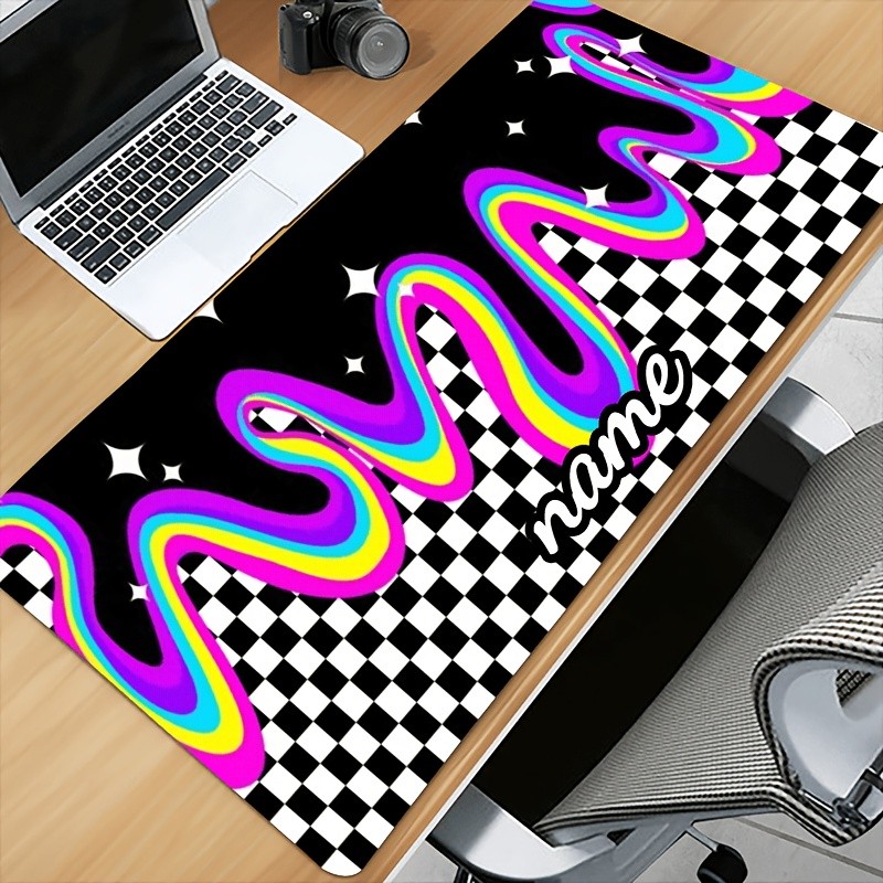 11.81inch*23.62inch Customized Mouse Pad 1pc Colorful Rainbow Swirls Checkerbo