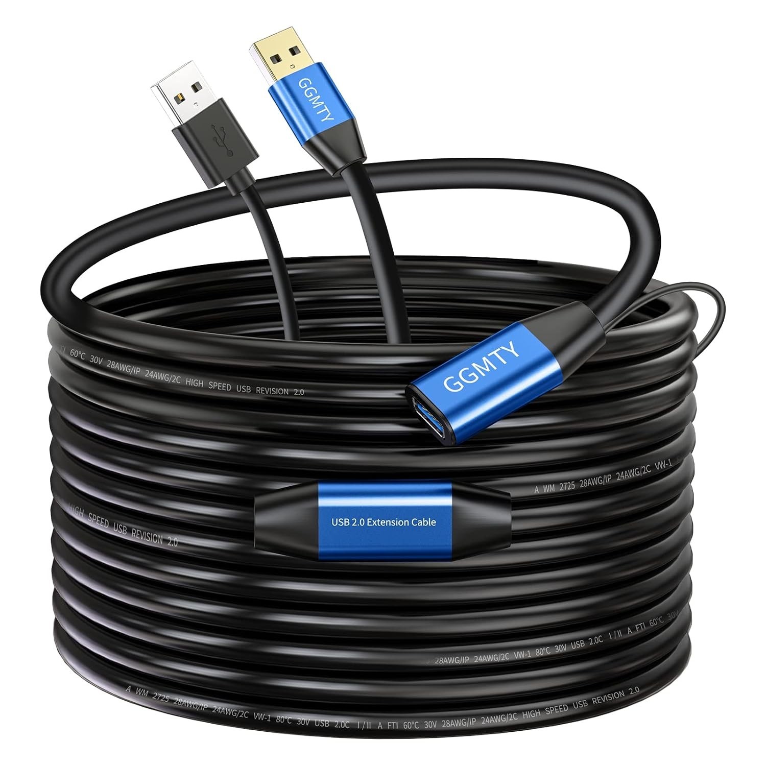 Durable 50FT USB Type A Extension Cable - Fast Data Transmission at 480Mbps