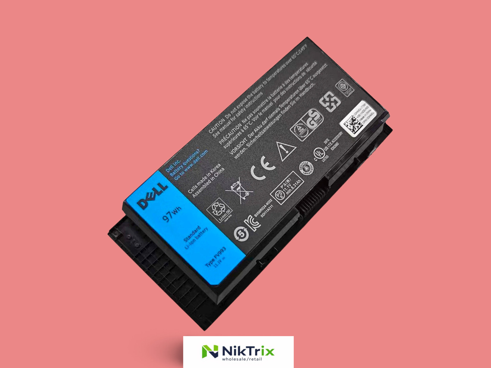 Battery FV993 97KRM For Dell Precision M4700 M4800 M6700 M6800 97Wh 11.1V