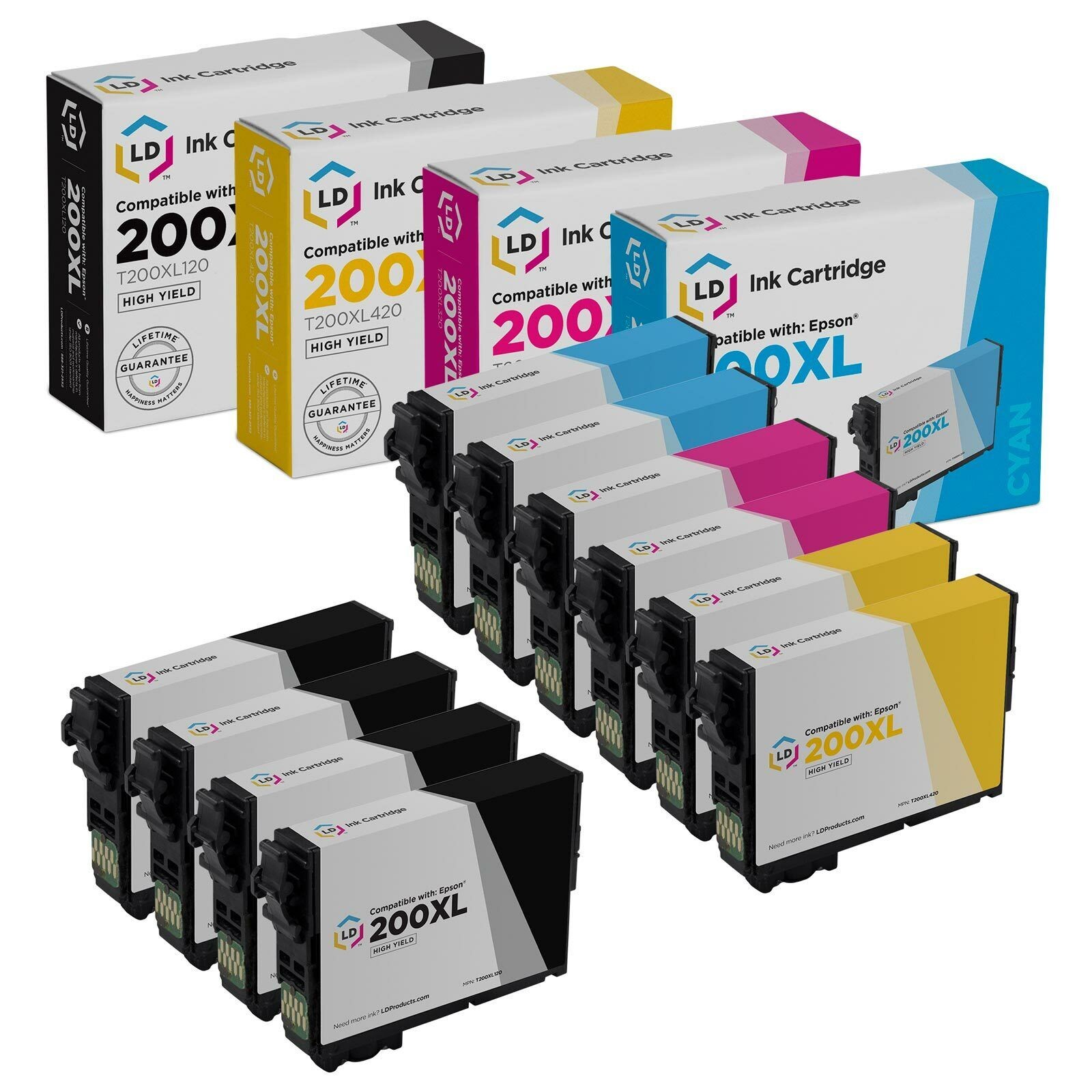 10pk Replacement Cartridges for Epson 200 Ink T200XL 200XL WF-2530 WF-2540 Black
