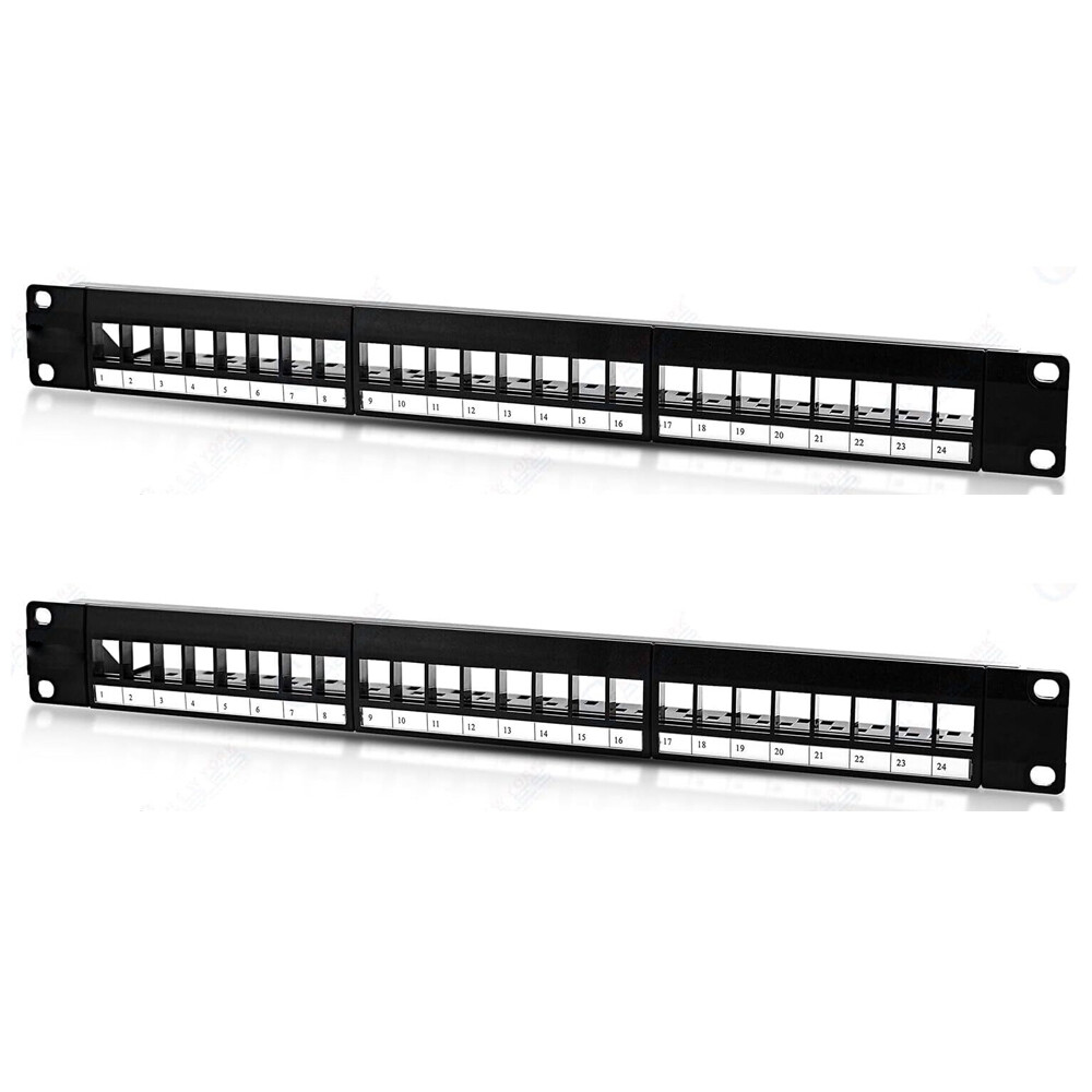 24 Port Keystone Jack Blank Patch Panel Plate Cat5 Cat5e Cat6a RJ-45 2/4/6/10X