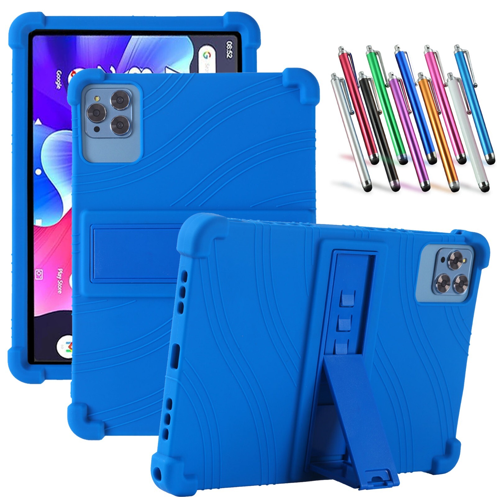 Silicone Case for 2025/2024 10.1 inch Android 15 / 14 / 13 Tablet Cover + Stylus
