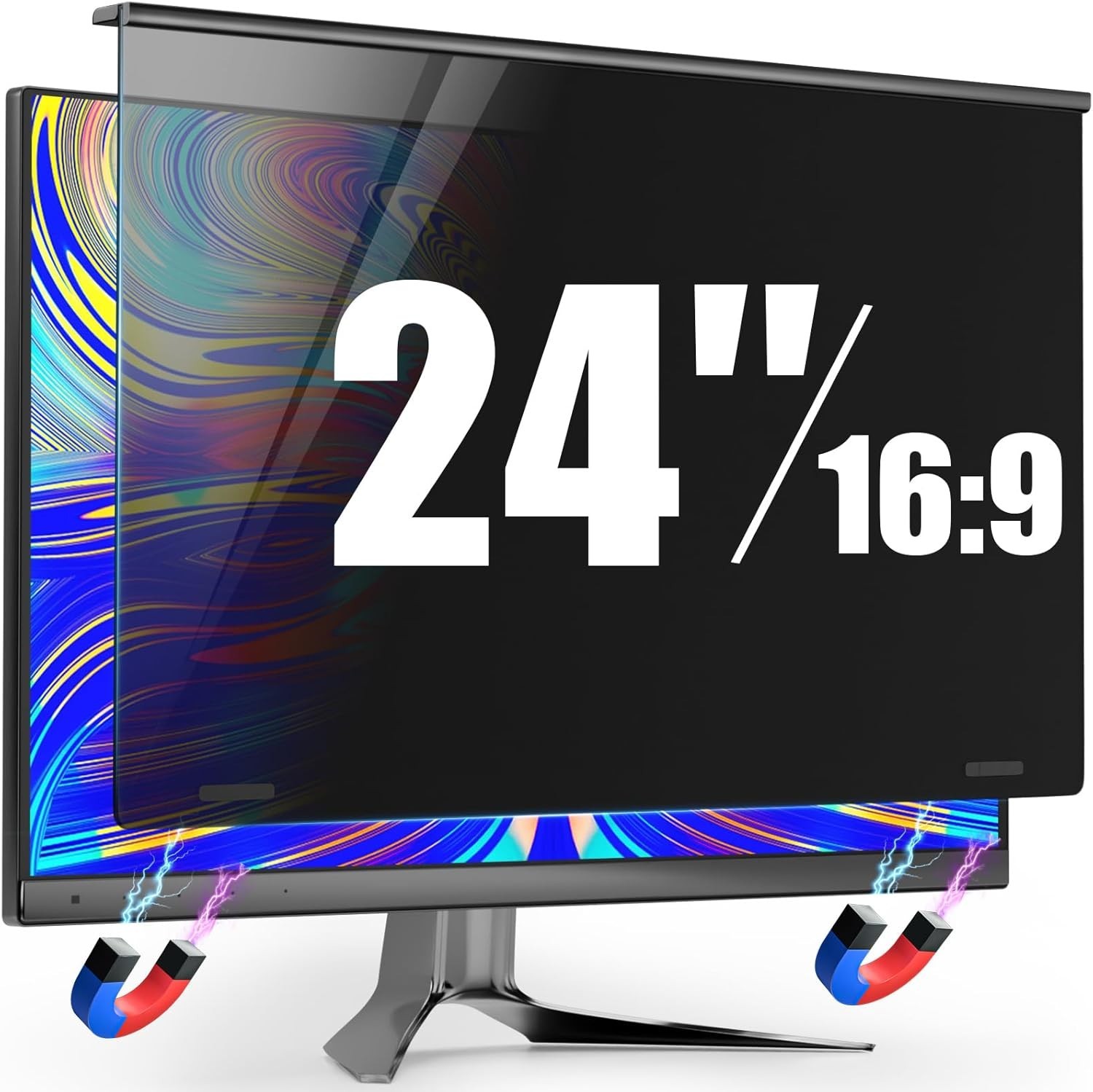 Magnetic 24 Inch Monitor Privacy Filter for Frameless Screens Blue Light Shield