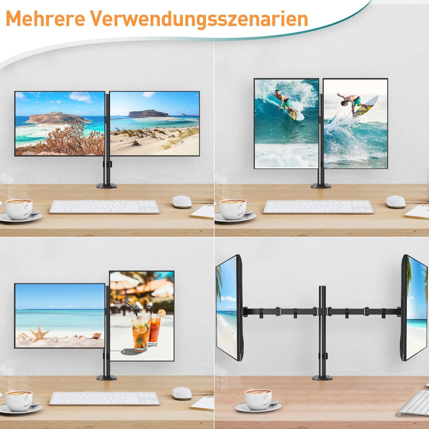 ELIVED Monitor Mount 2 Monitors for 13-27 Inch LED LCD OLED Screens Dual