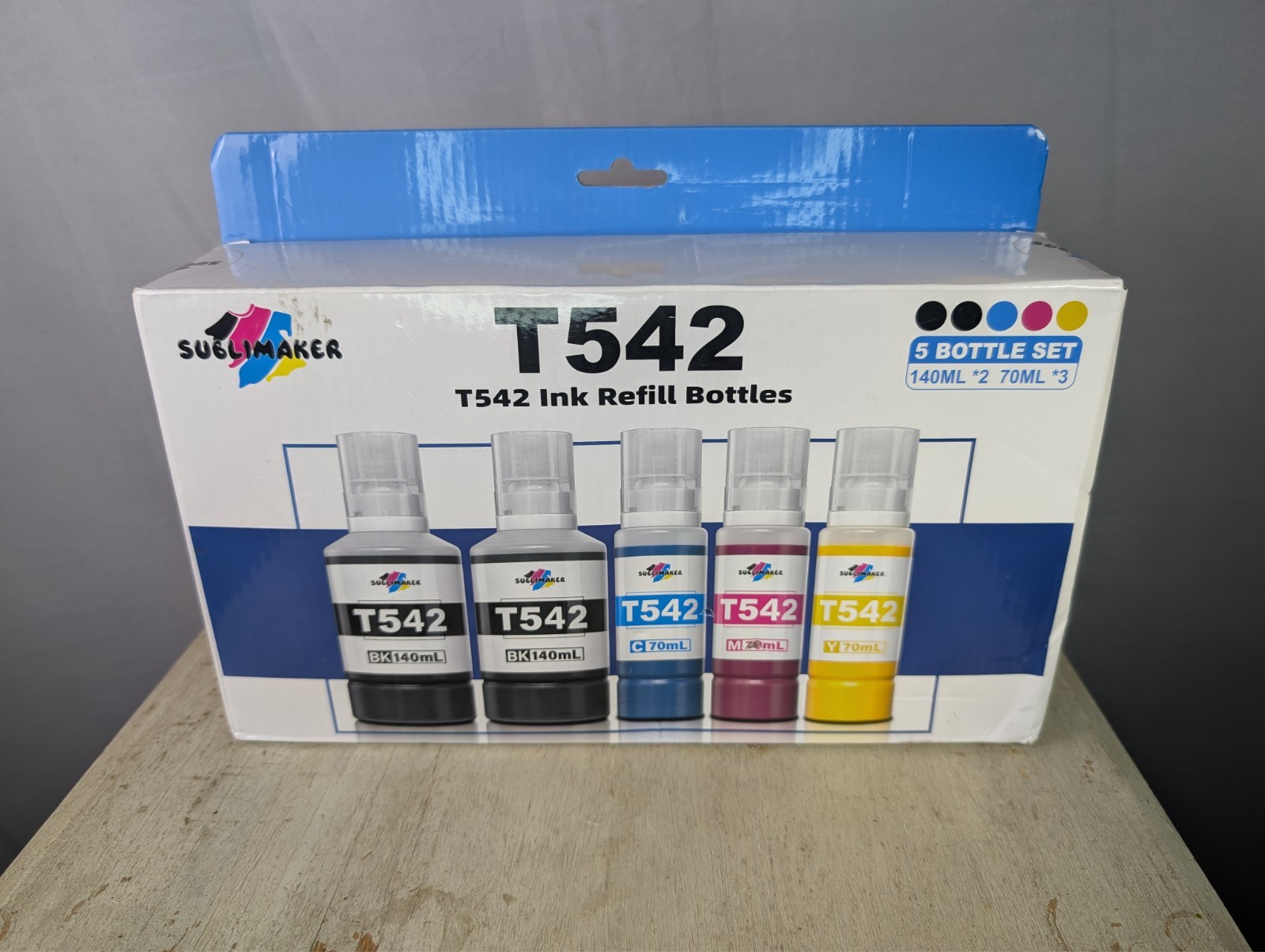 SUBILIMAKER T542 Sublimation Ink Set 5 Bottles 2x140ml for Epson Ecotank NEW