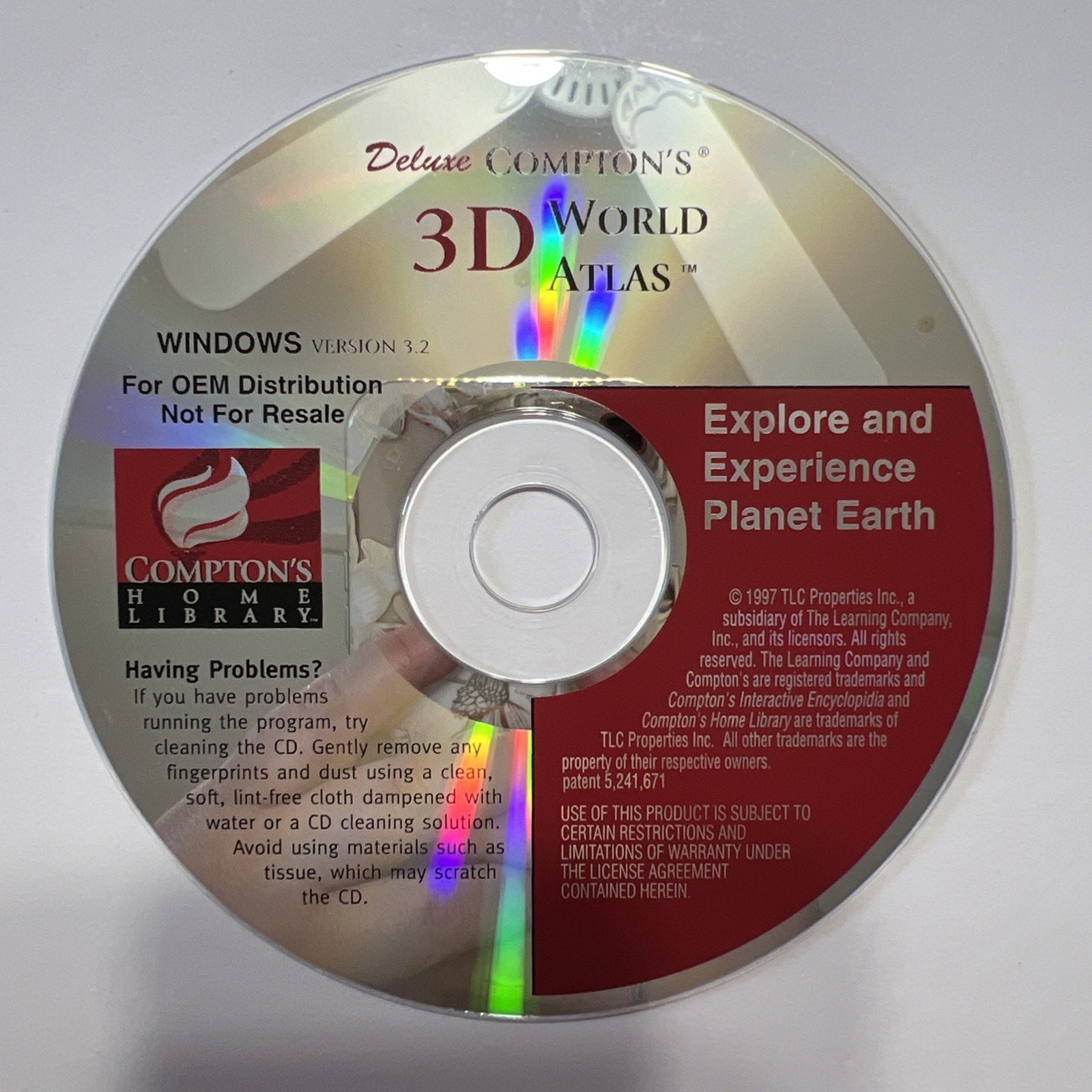 Comptons 3D World Atlas Deluxe CD Rom PC Windows 3.2 Vintage 1997