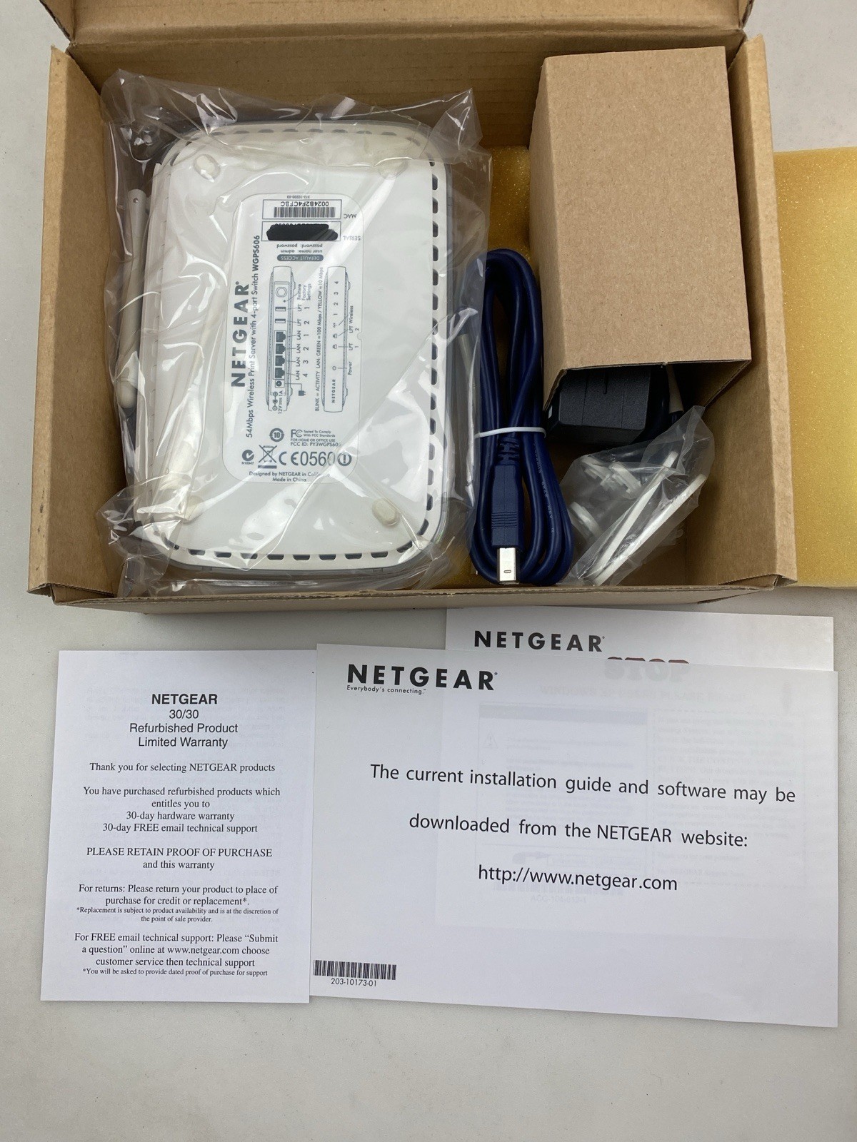 NETGEAR WGPS606 Wireless Print Server 4-Port Switch Complete In Box