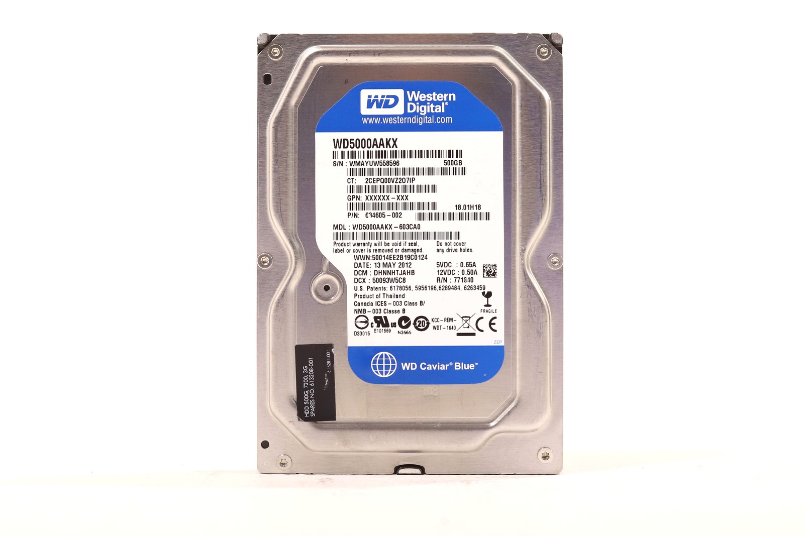 WD WD5000AAKX-603CA0 500GB 3.5" 6Gb/s 7.2K RPM SATA Hard Drive P/N: 634605-002