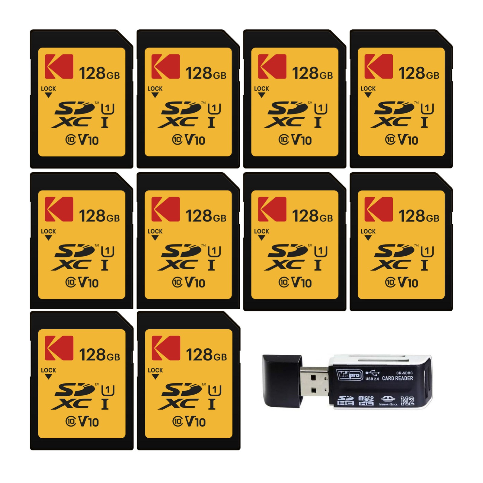 Kodak 128GB SDXC Premium Performance Class 10 Full HD Memory Card 10 Pack