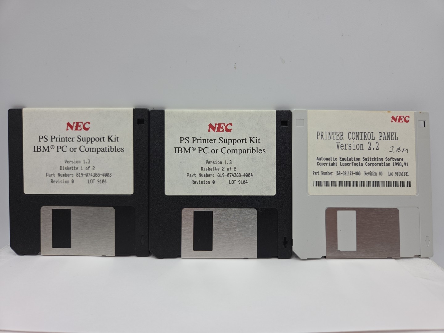 NEC PS Printer Support Kit Macintosh 3.5” Disks Version 1.3 & Control Panel 2.2