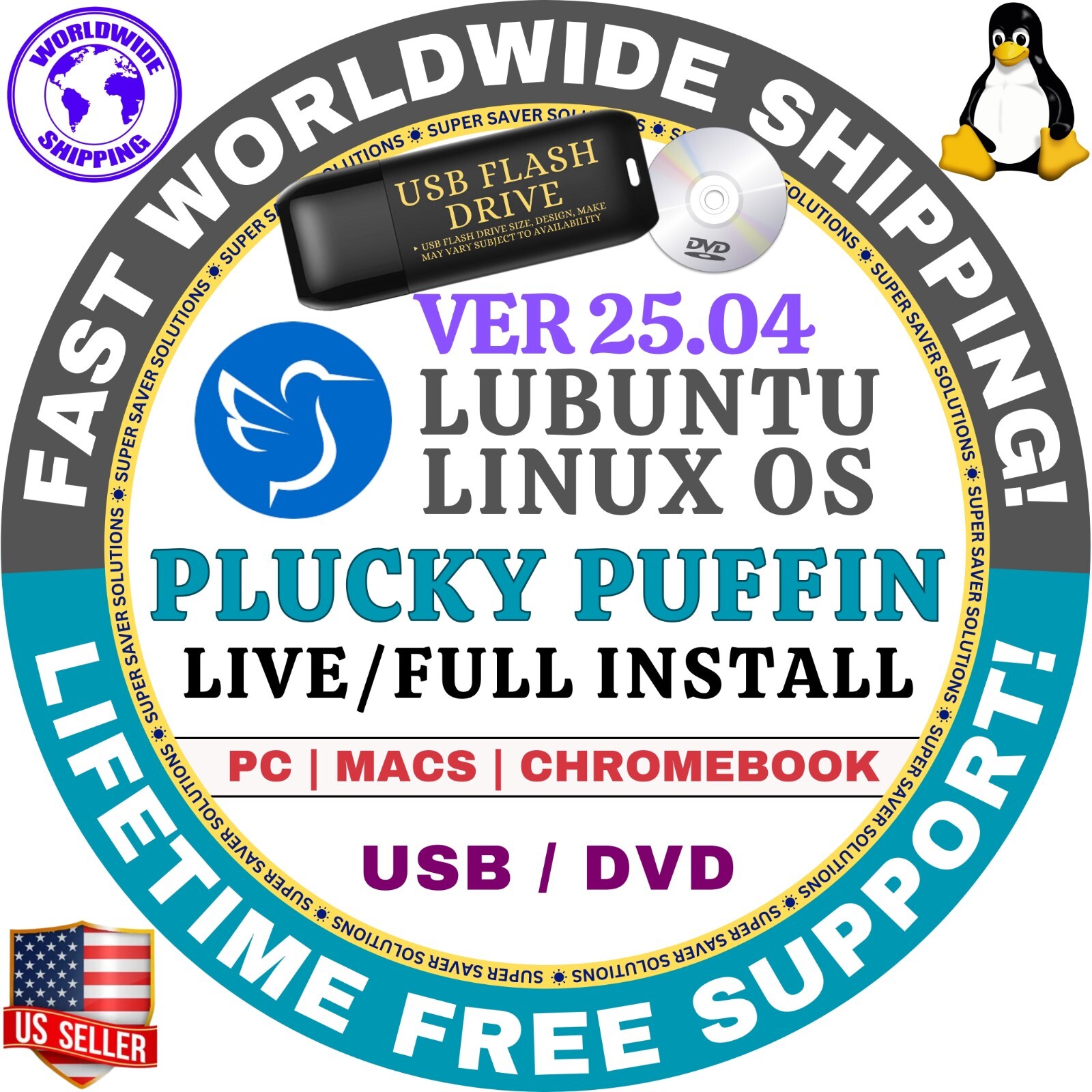 LUBUNTU LINUX OS LATEST BUILDS LTS LIVE/INSTALL MAC/PC DVD/USB COMBO | FAST SHIP