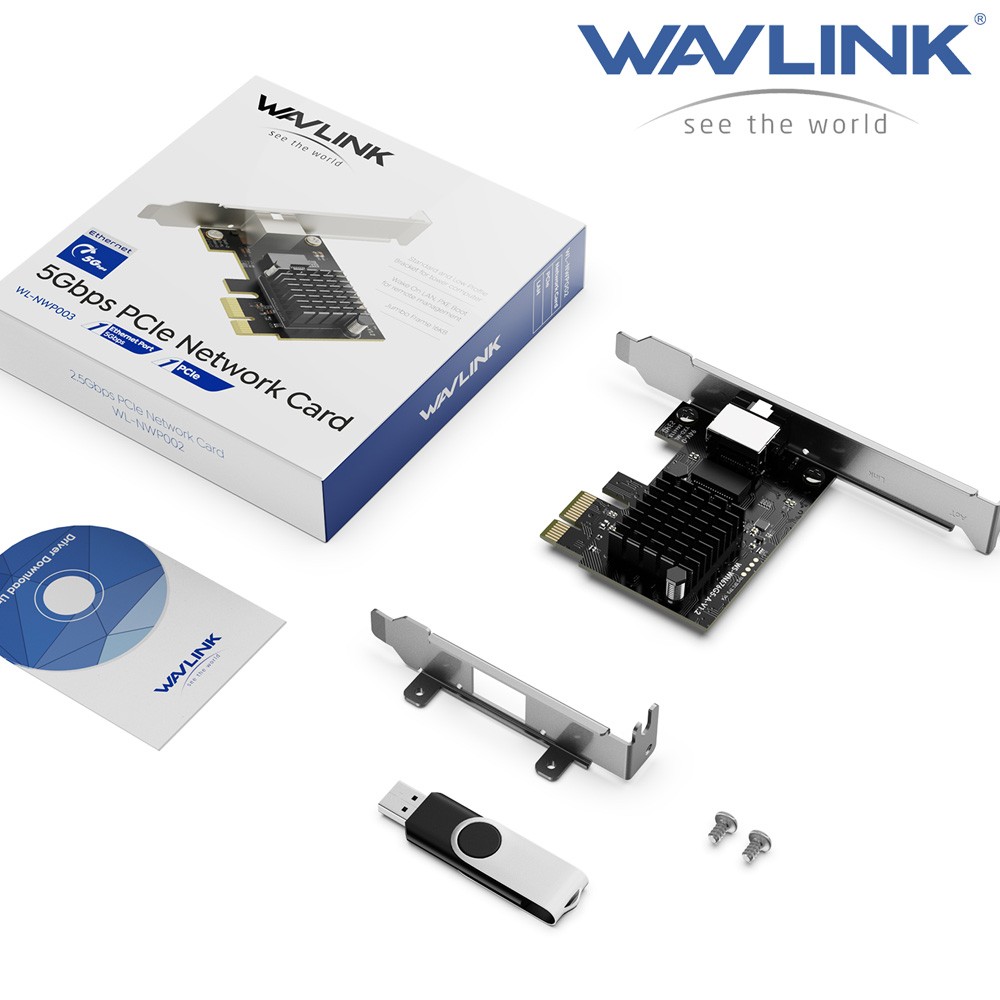WAVLINK 5G Base-T PCIe Network Card PCI Express Ethernet Low Profile Bracket