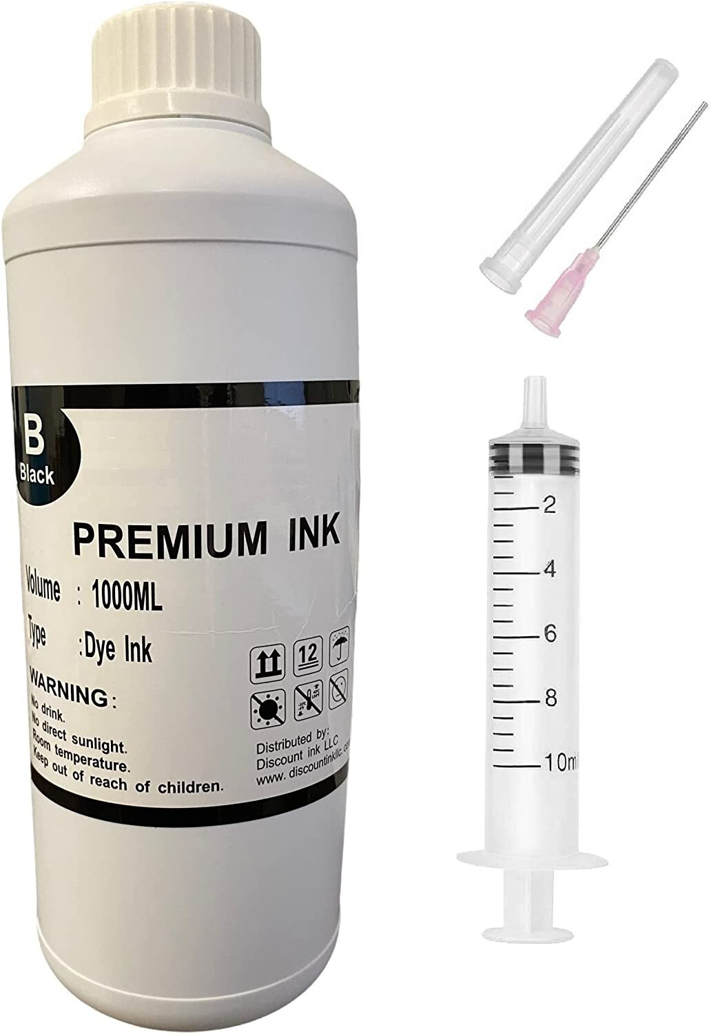 1000ml 1 Liter Refill Bulk Ink for HP all Printers Black 34oz