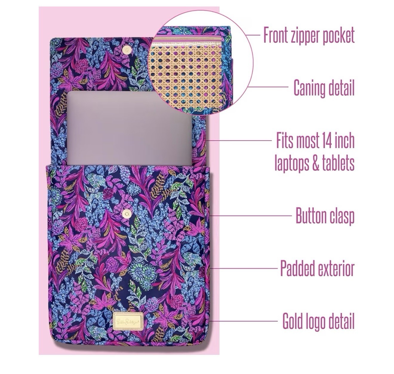Lilly Pulitzer Padded Laptop Sleeve for 14" Computers & Tablets, Calypso Coast