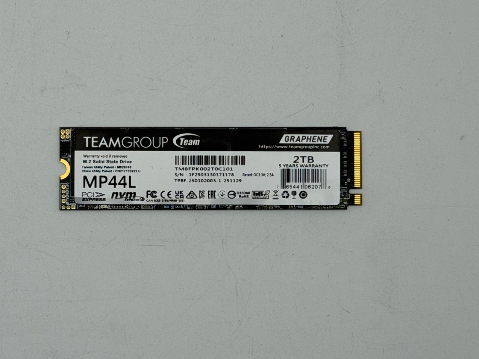 TeamGroup MP44L 2TB M.2 NVME SSD SOLID STATE DRIVE TM8FPK002T0C101 100% HEALTH