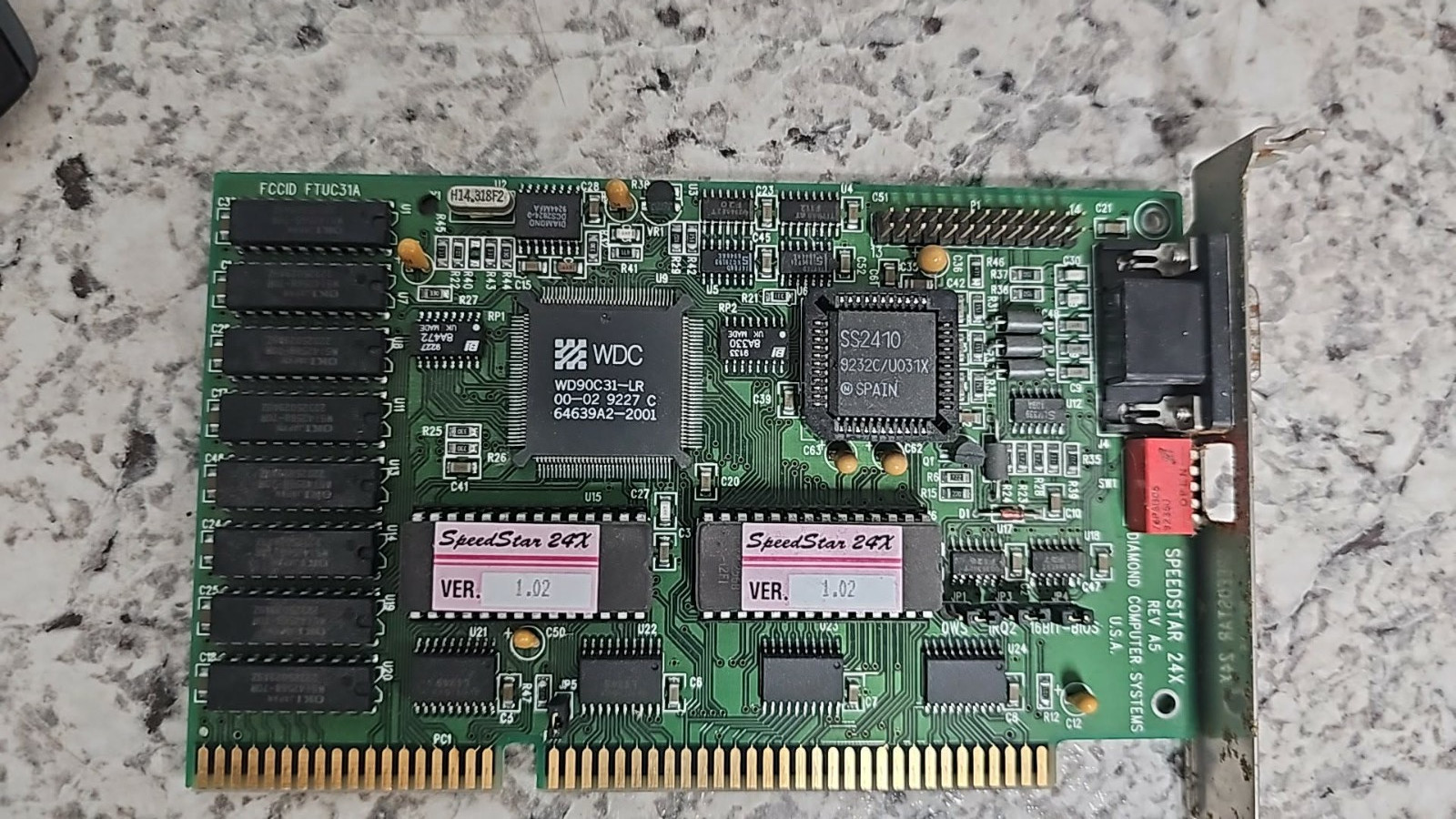 Retro Vintage DIAMOND SPEEDSTAR 24X WDC WD90C31-LR 1 MEG ISA VGA CARD WORKING