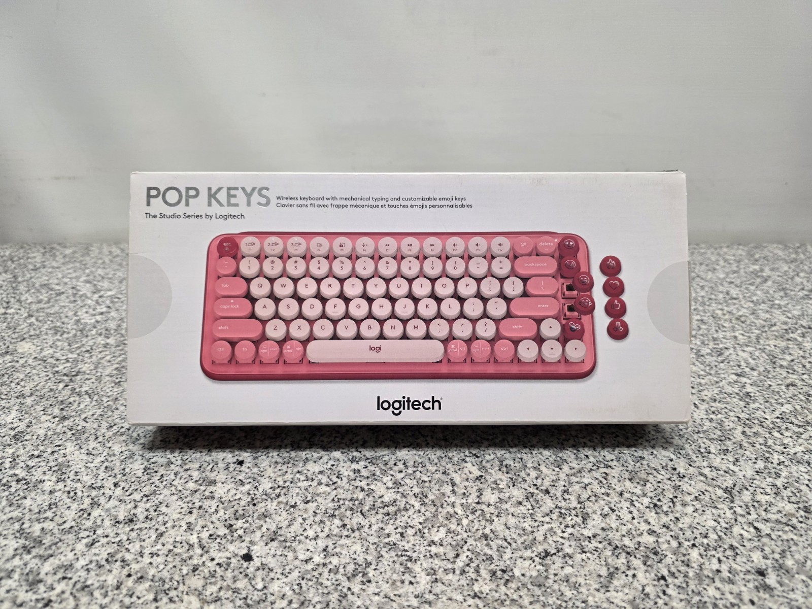 Logitech POP Keys Wireless Mechanical Keyboard With Emojis - Heartbreaker Rose