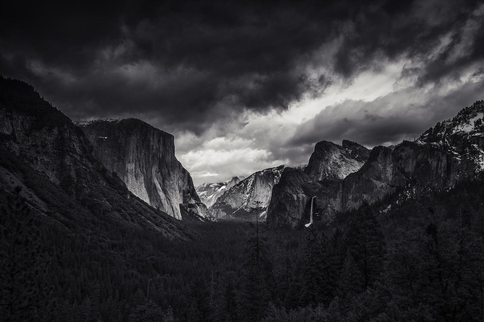 Landscape nature monochrome mountains forest yosemite Custom Gaming Mat Desk