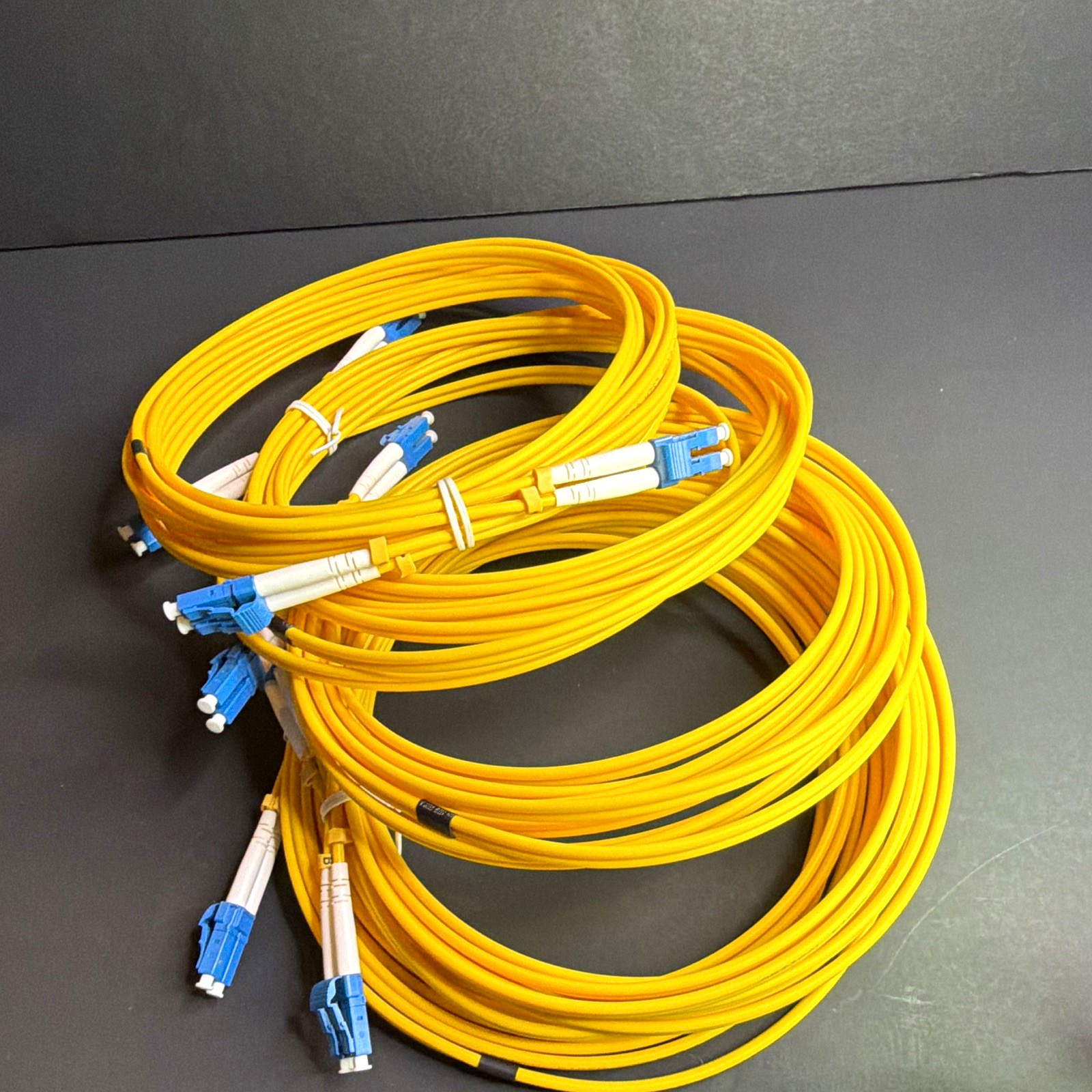 Yellow Duplex LC-LC Fiber Optic Optical Network Patch Cable Lot, 25ft+