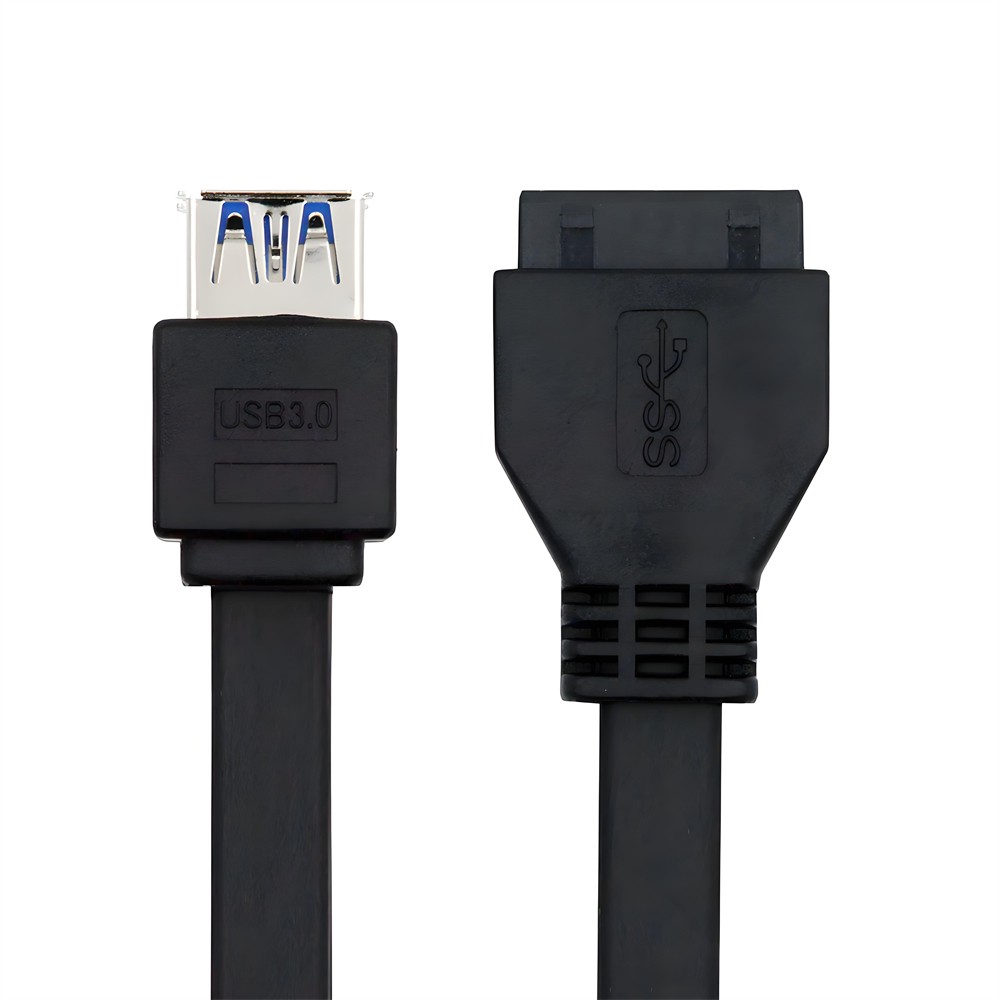Stackable Dual USB 3.0 Female Type-A to Motherboard 20Pin Extension Cable 50cm