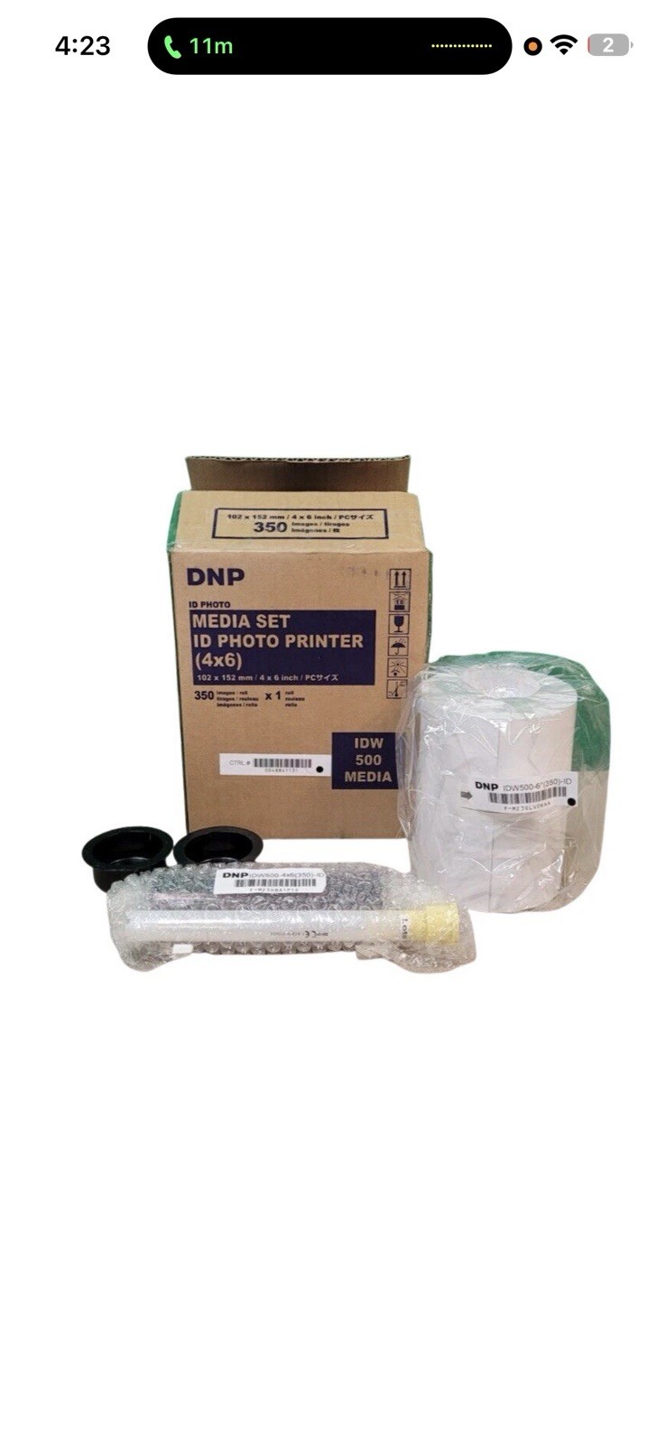 DNP 4x6" Paper Ink Roll Media Set for IDW500 ID Photo Printer, 350 Prints - NIB