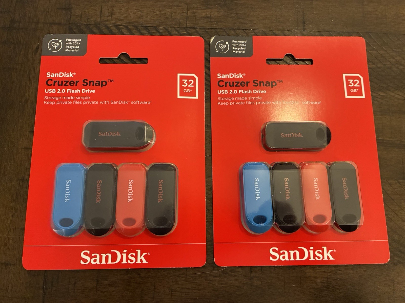 2ct Sandisk Cruzer USB 2.0 Snap 5x 32gb  SDCZ62-032G-A5MV Multicolor 5-Pack-x2