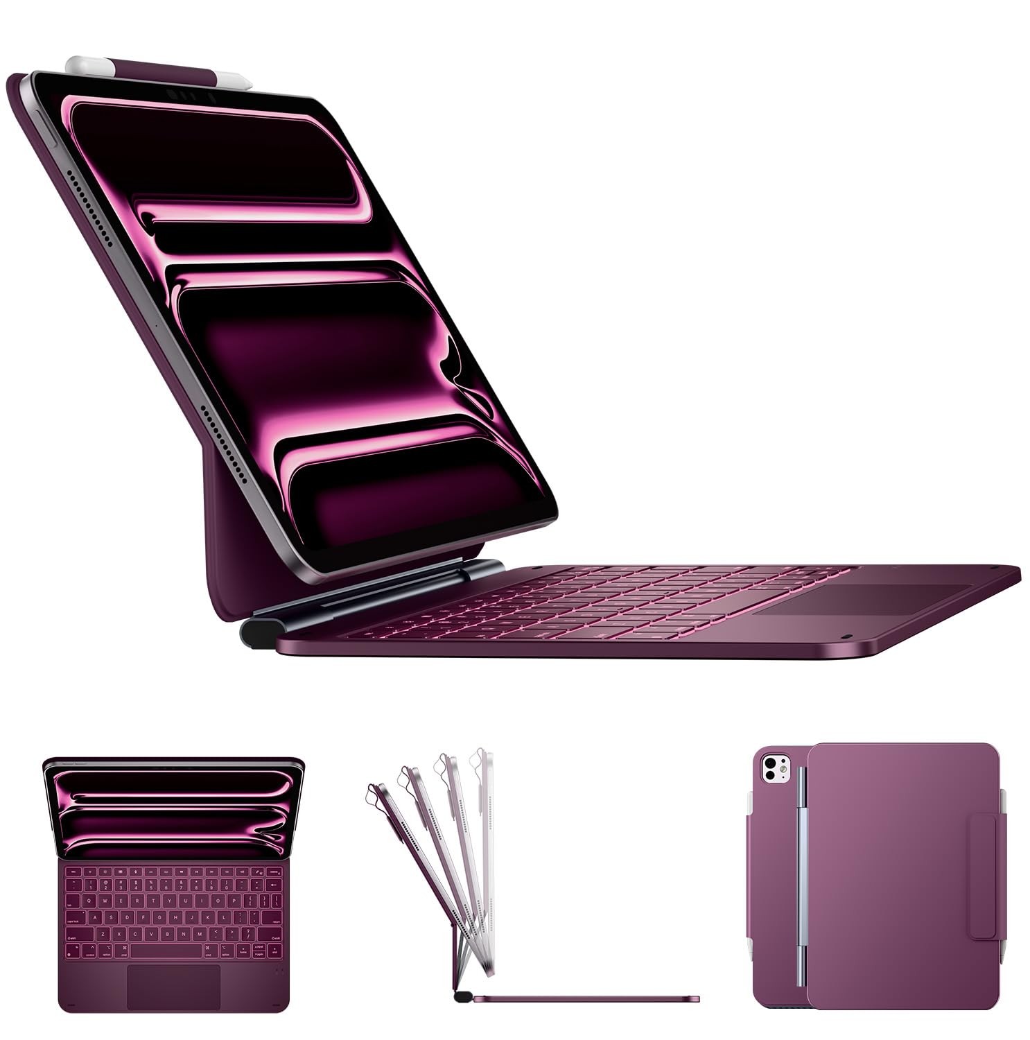 typecase Edge Magic Keyboard Case iPad Pro 11 M5 M4 Purple Trackpad Backlit