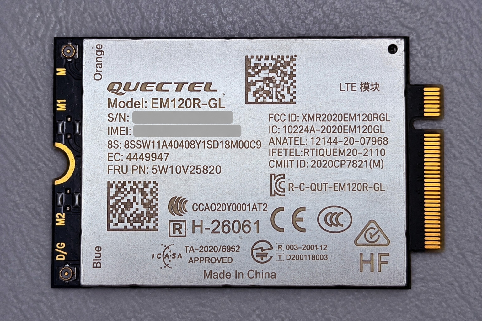 Quectel EM120R-GL 4G LTE Cat 12 WWAN M.2 Modem Lenovo FRU 5W10V25820