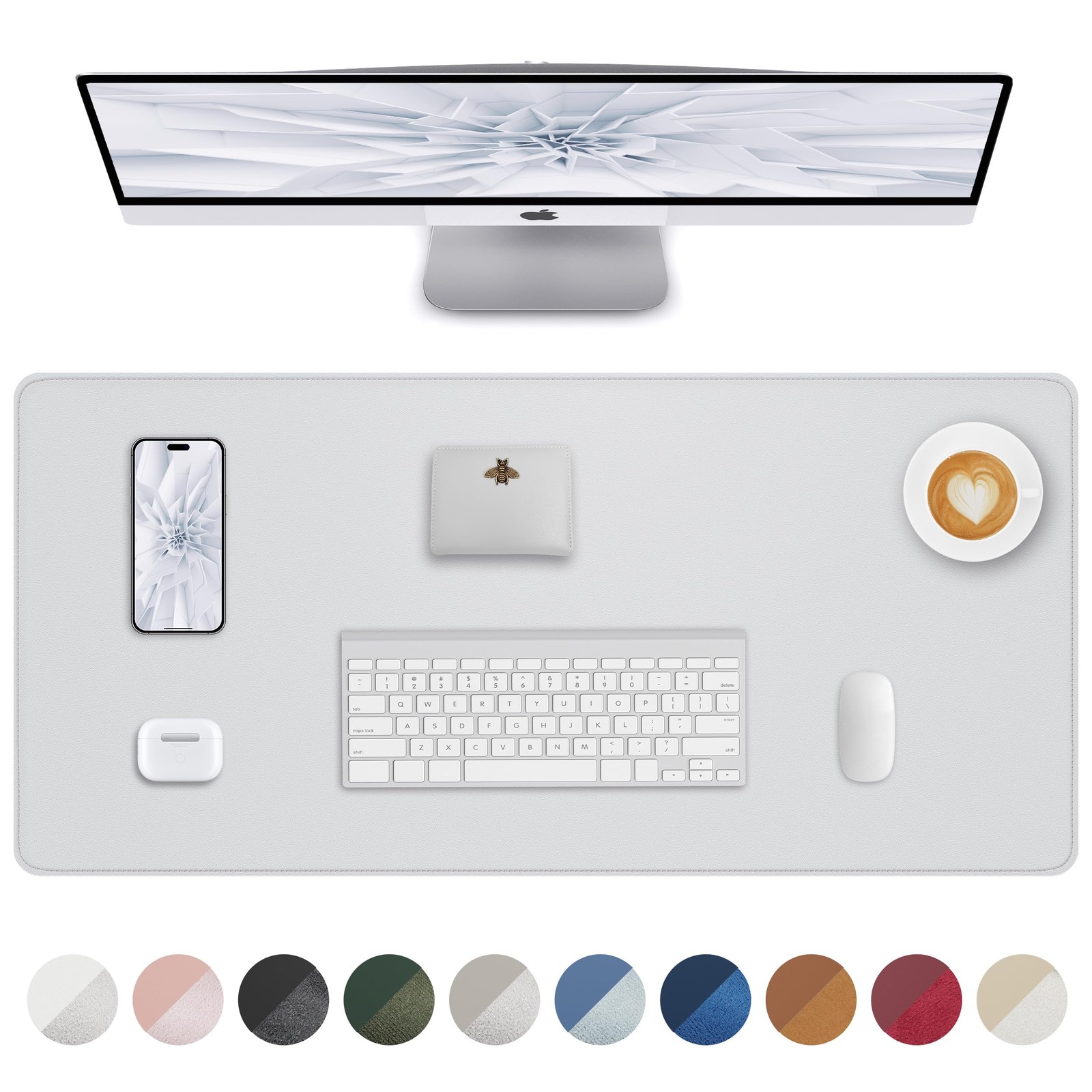 PU Leather Desk Mat Protector - 36"x17" Large Non-Slip Office Desk Pad, Water...