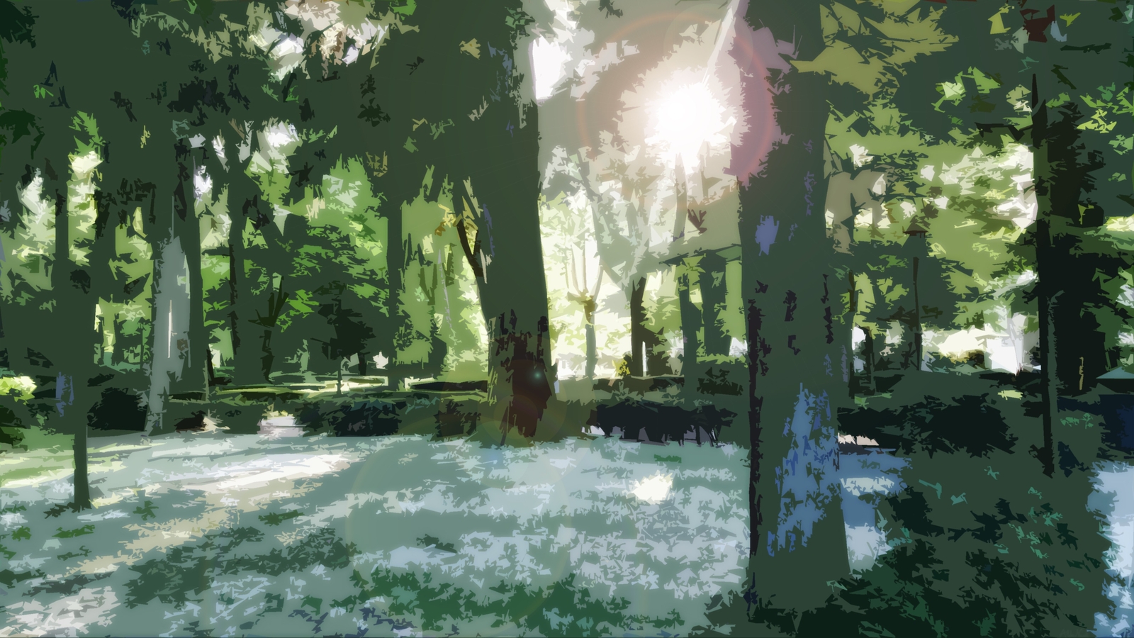 Landscape sun rays park trees nature wood grass green Custom Gaming Mat Desk