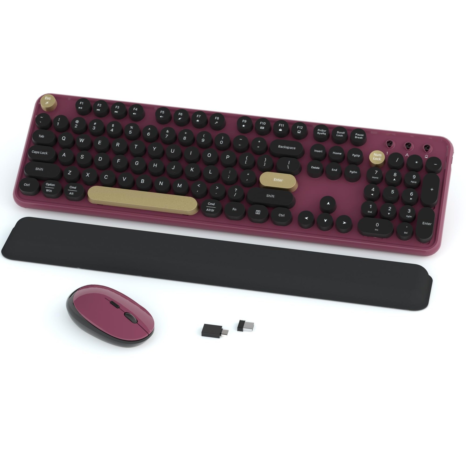 Links9+ Ergonomic Wireless Keyboard and Mouse Combo (Burgundy-Black)