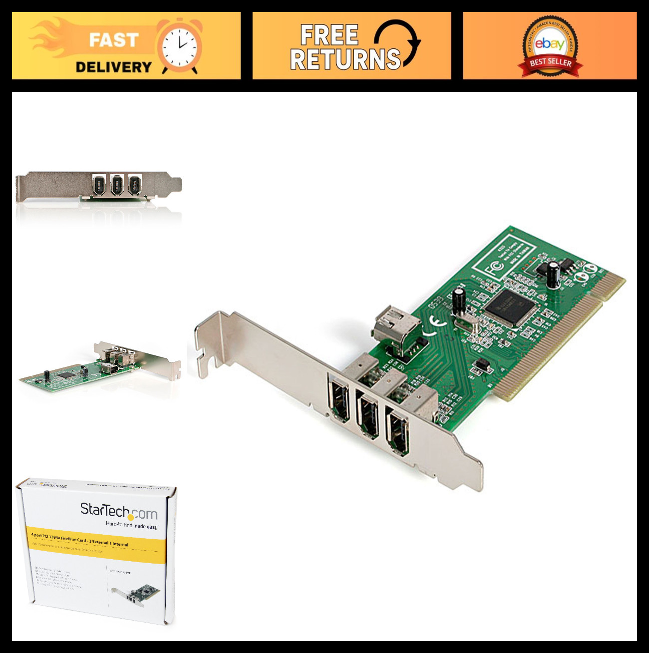 4-Port PCI FireWire 1394a Adapter Card, TAA Compliant, High-Speed Data Transfer