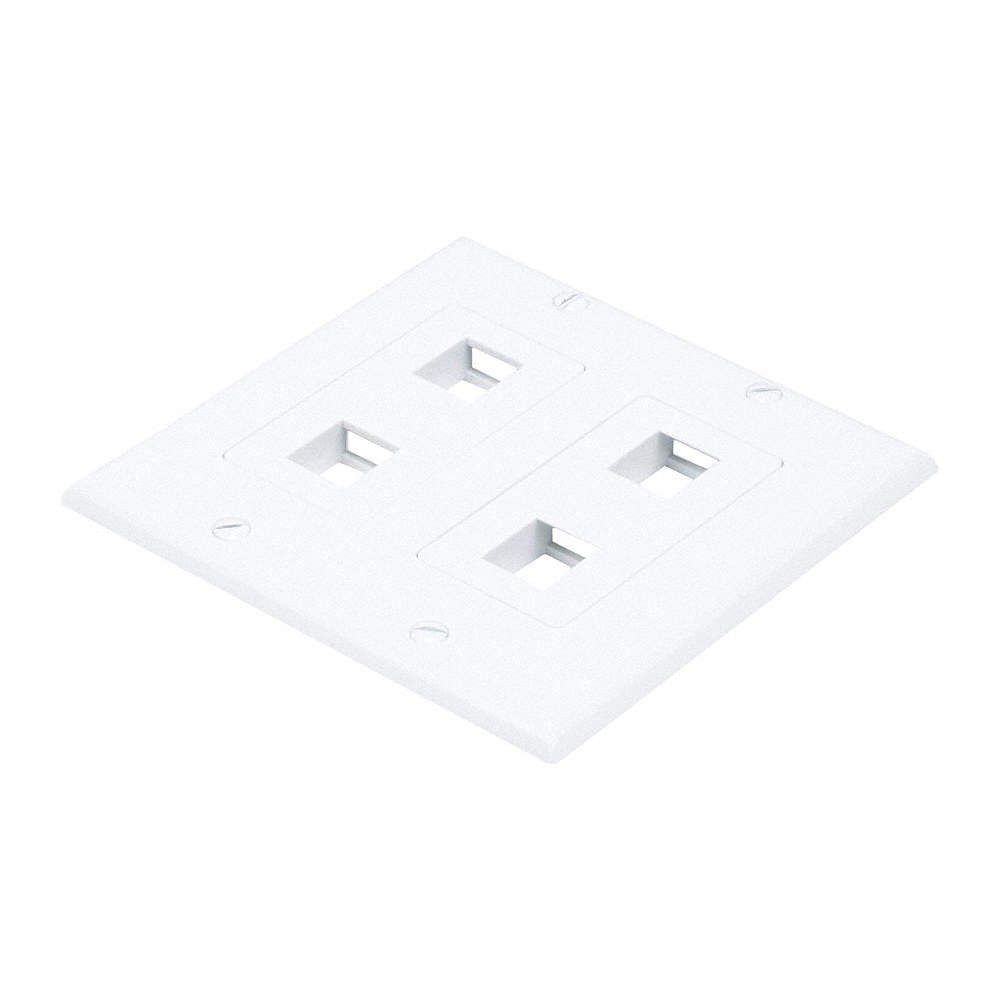 MONOPRICE 6831 WallPlate,Blank,4 Hole,2 Gang, White 14J403