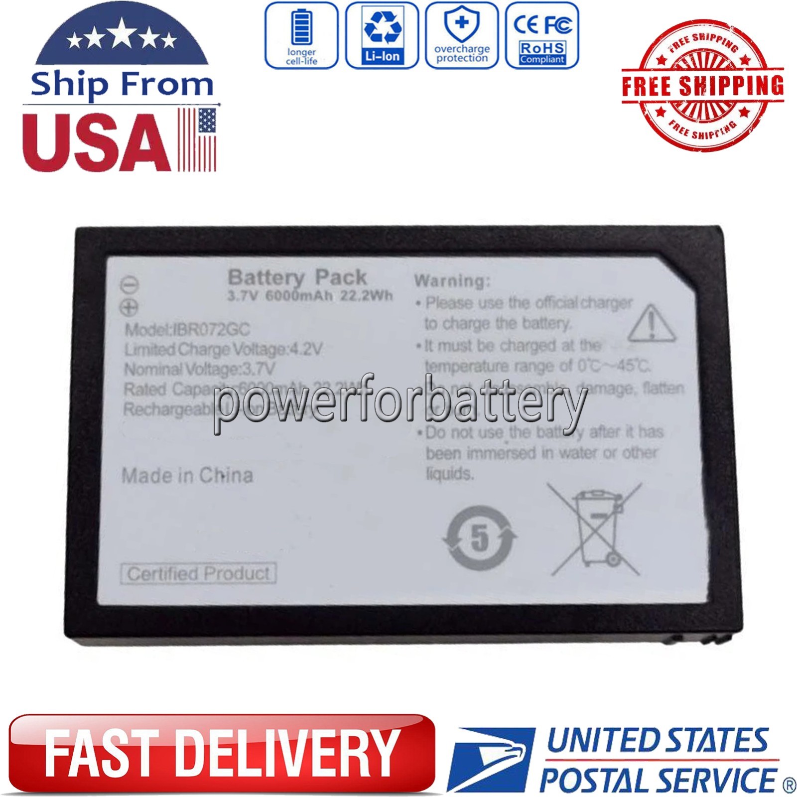 New Battery for IES Kami IBR072GA IBR072GC AD201-1 - 3.7V 6000mAh 22.2Wh