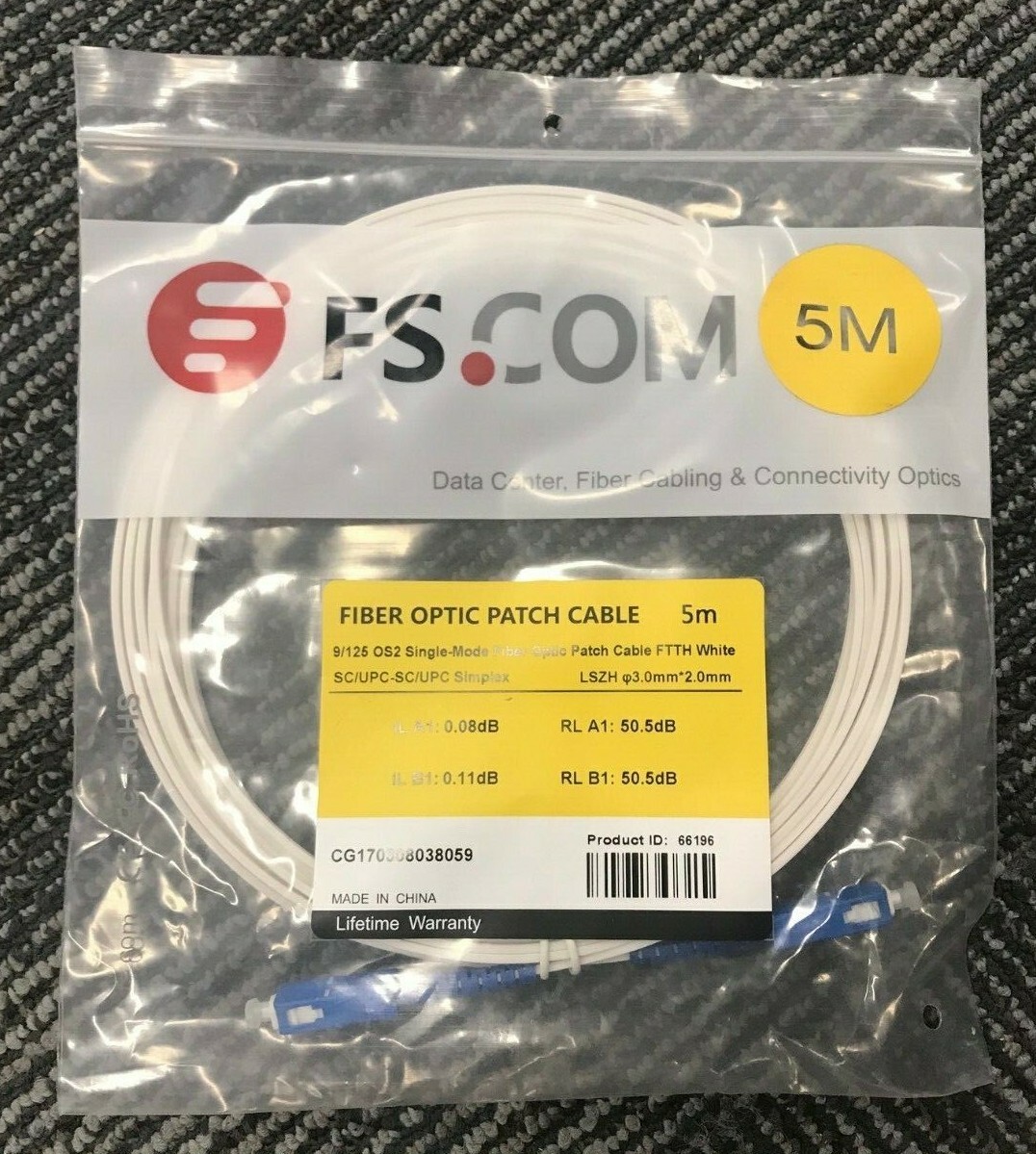 5m (16ft) SC UPC to SC UPC Simplex OS2 Single Mode PVC sold as three pack