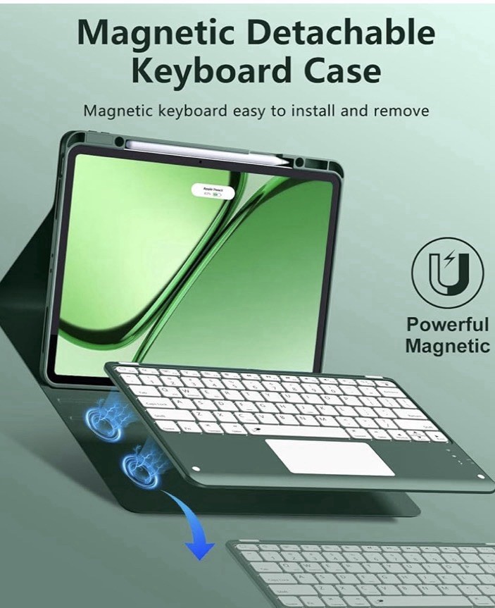 Harvopu Backlit Detachable Keyboard Folio, iPad Air 13/Pro 12.9 Green