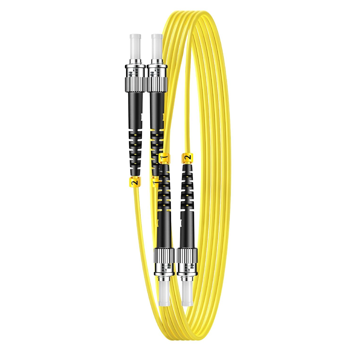 FiberPrime- OS2 ST to ST Single Mode Fiber Patch Cable, Duplex, 50m/164ft | S...